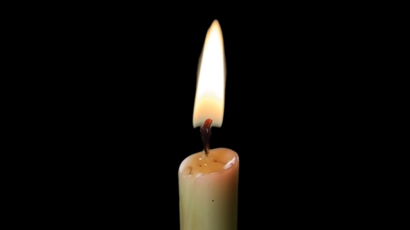 Burning Candle And Flame With Alpha Channel