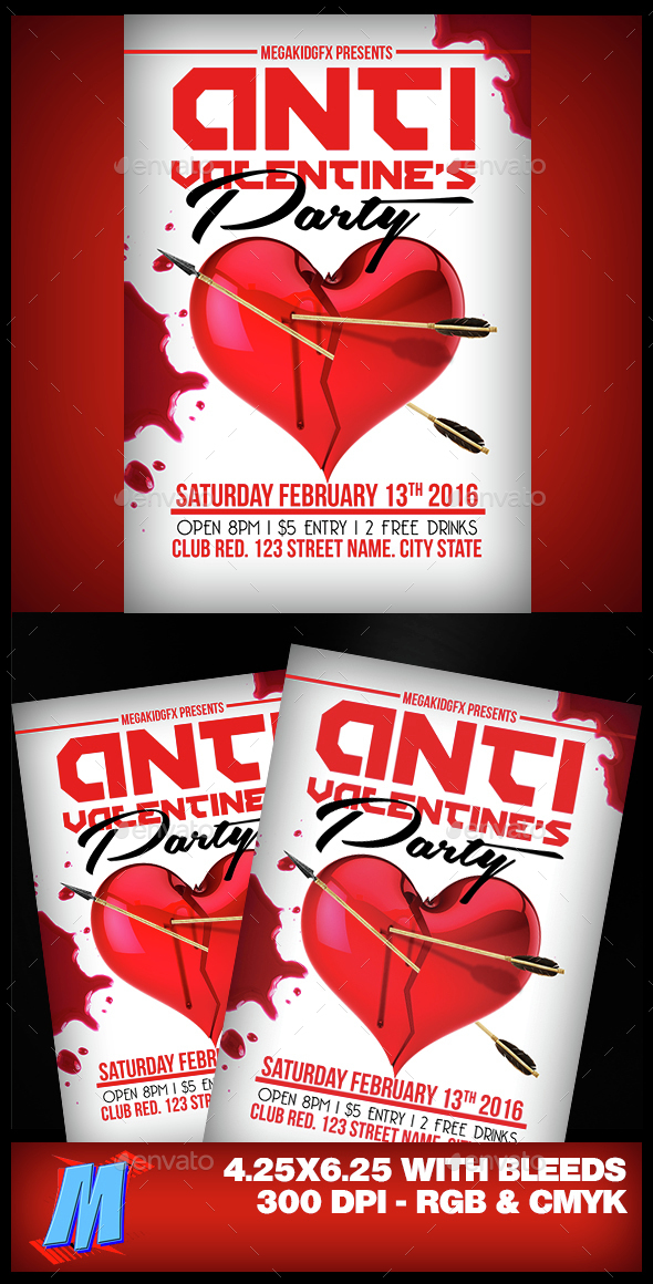 Anti Valentines Party Flyer Template