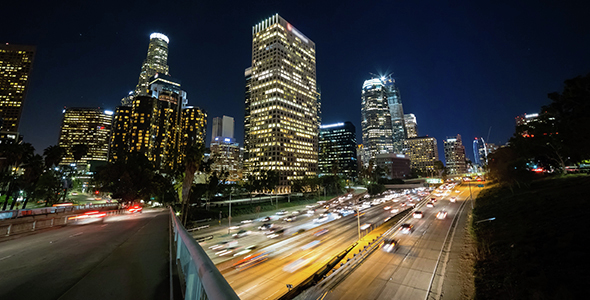 Los Angeles and Freeway at Night