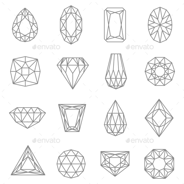 Jewels Line Icons Set