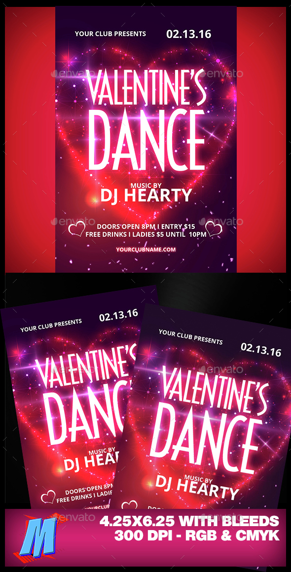 Valentines Dance Flyer Template