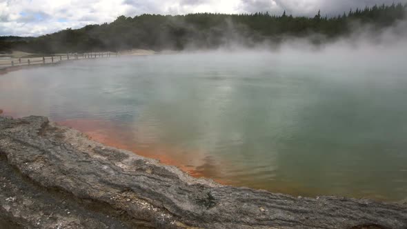 Thermal lake Champagne Pool at Wai-O-Tapu near Rotorua, New Zealand