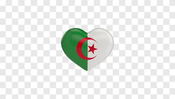 Algeria Flag on a Rotating 3D Heart
