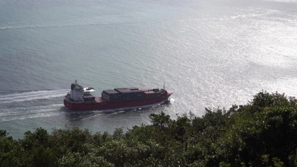 Container Ship Leaving Port alt
