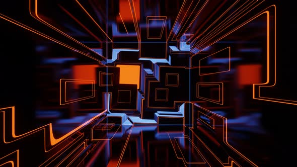 VJ Loop Abstract Mirror Tunnel Orange Kaleidoscope