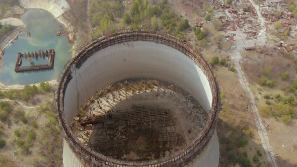 Territory Near Chernobyl NPP, Ukraine. Aerial View