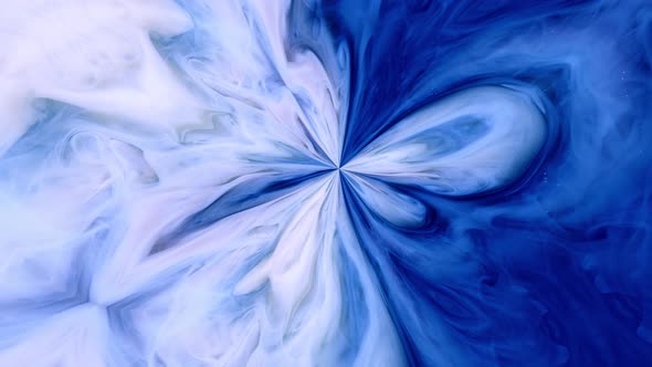 Blue Colorful Ink And Paint Liquid Reaction, Abstract Background