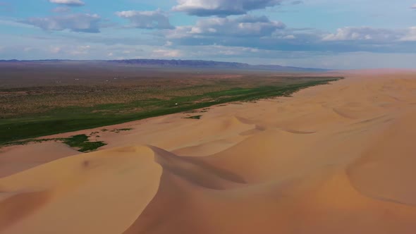 Aerial View of Sand Dunes in Gobi Desert, Mongolia