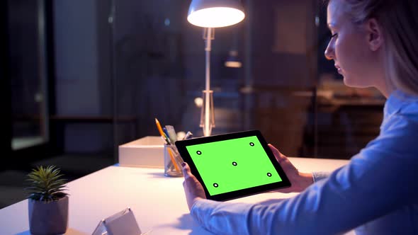 Businesswoman with Green Screen on Tablet Pc 24