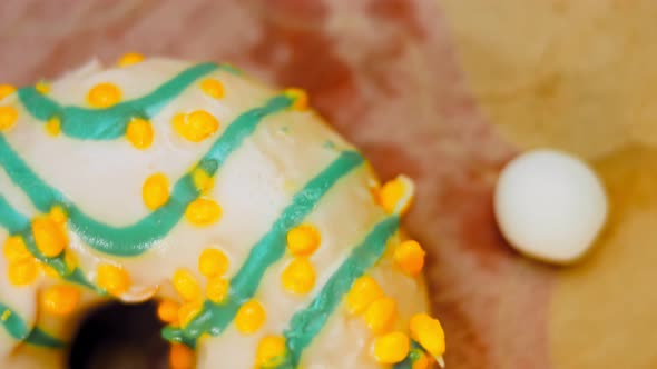 Yellow Donuts Decorated with Blue Icing