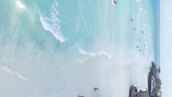 Vertical Video of the Coast of Zanzibar Island Tanzania Slow Motion