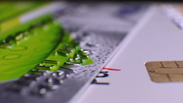Credit cards close-up. Payments cards issued to cardholders. Credit card surface macro shots.