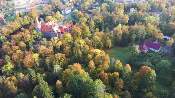 Cesvaine Medieval Castle in Latvia  Old Manor House  From Above Top View