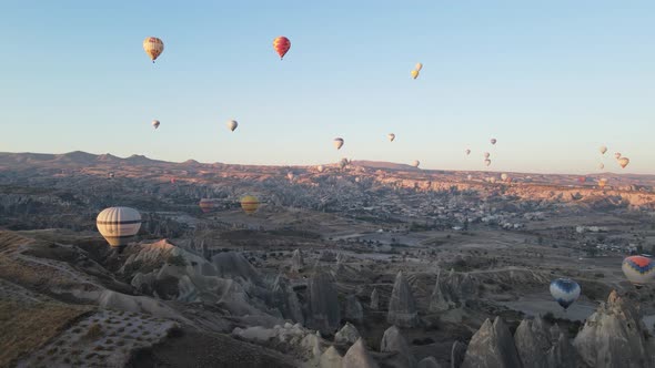 Cappadocia, Turkey : Balloons in the Sky. Aerial View