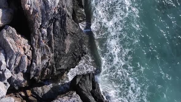 Sea Near the Coast  Closeup Aerial View of the Coastal Seascape