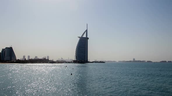 Dubai Jumeirah Public Sunny Day Hyperlapse. Pan Up