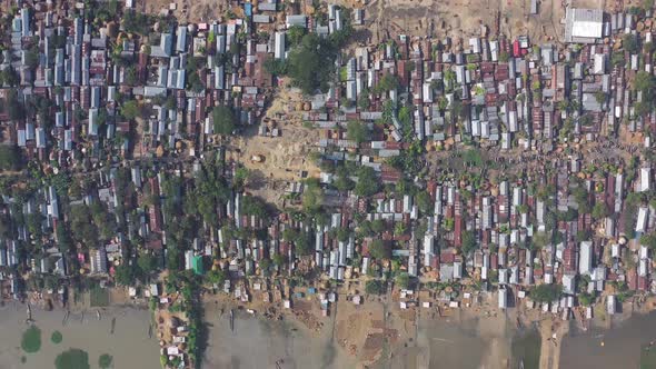 Aerial view of a residential district in Austagram, Bangladesh.