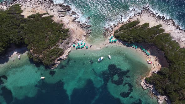 Beautiful Coastline of South Albania with Hills and Mountains Above Blue Azure Sea