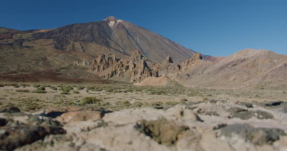 Ucanca Valley with View of Teide Volcano and Rock Formations in Tenerife Canary Islands