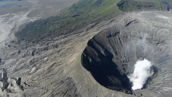 Stunning Aerial Video from the mouth of Mt Bromo Volcano, East Java, Indonesia