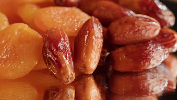 Dried Apricots and Dates Closeup Dry Fruits Vegetarian Food