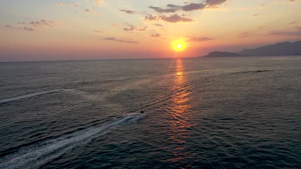 Water Sports Parasailing Turkey Alanya Filmed on a Drone