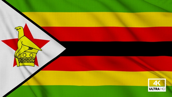 Zimbabwe Flag Waving Slowly Looped