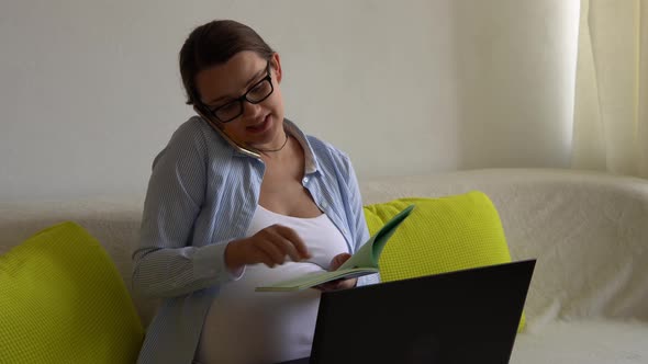 Successful Hardworking Pregnant Business Woman With Laptop