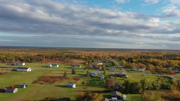 Aerial View of Caraquet Canada in Fall