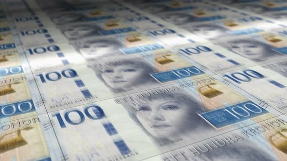 Swedish Krone money sheet printing seamless loop