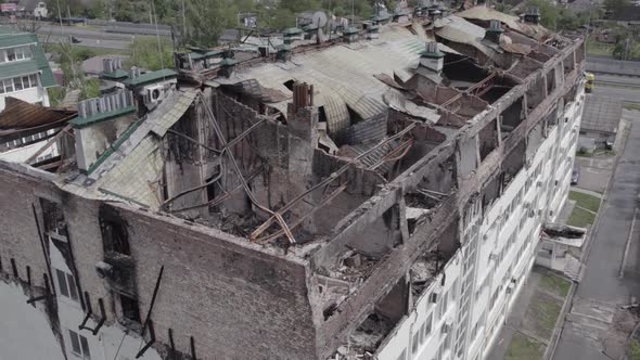 Ukraine  Building Destroyed By the War in Stoyanka Bucha District