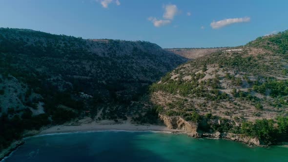 Green mountain and sea shore around nature