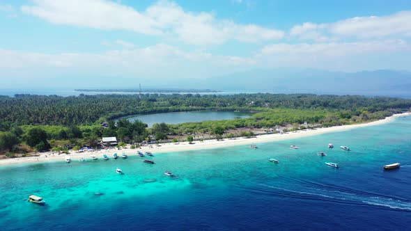 aerial, beautiful landscape of the tropical islands. natural saltwater pool in the palm forest