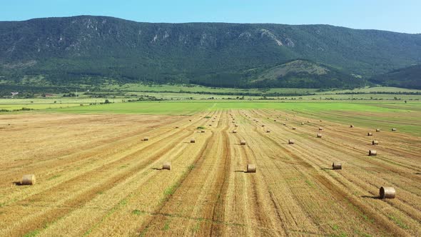 Aerial view of a field in the village of Hrhov in Slovakia