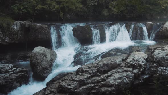 Waterfall and Rock