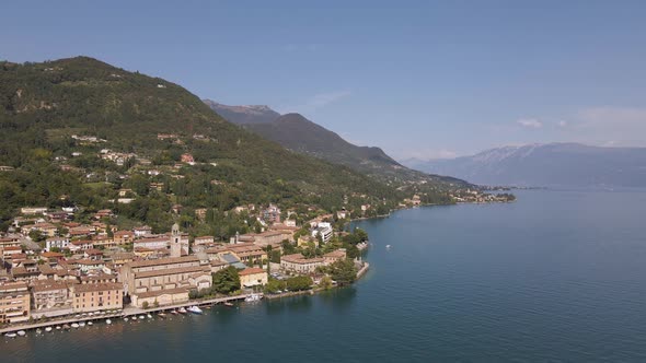 Aerial View of Salo, Italy, Picturesque City and Promenade on Lake Gardia, Lombardy