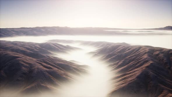 Mountain Landscape with Deep Fog at Morning