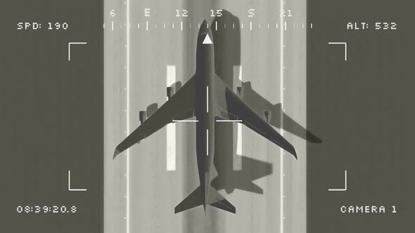 Military Drone Watching Civil Airplane Taking Off alt