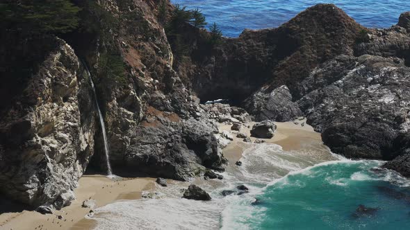 close up of mcway falls at julia pfeiffer burns state park