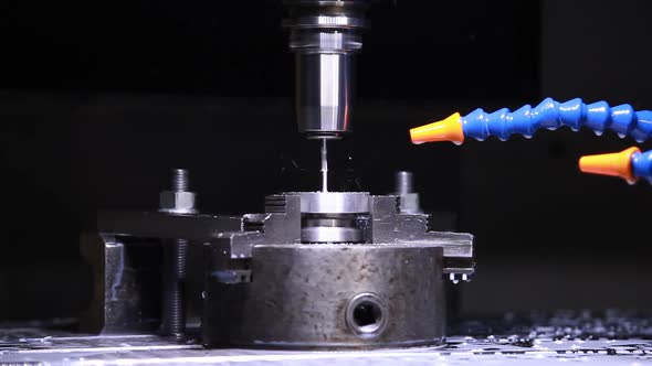 CNC Milling Machine in Operation High-tech Machine Lathe Metal Processing