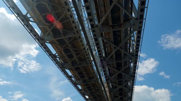 Bottom View of the Railway Bridge Over the Volga River