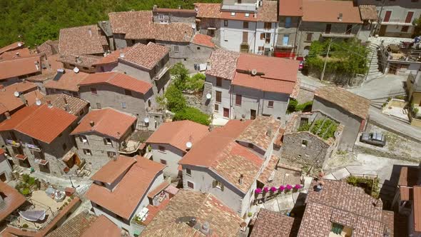The Aerial View of the Houses in the Village in Petrello Italy