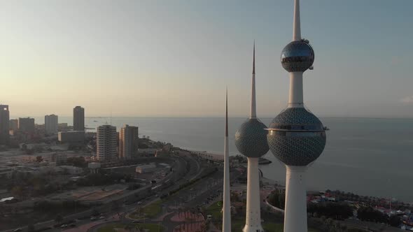 Kuwait Towers from drone