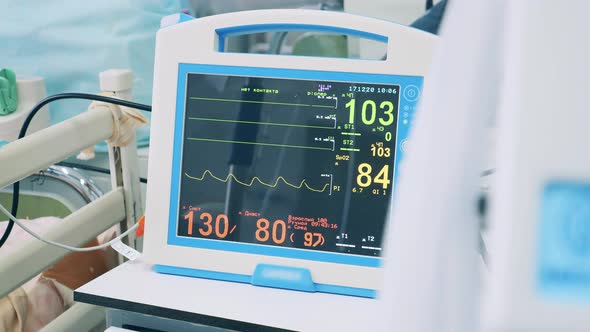 Modern Medical Monitor with Main Vital Signs on It