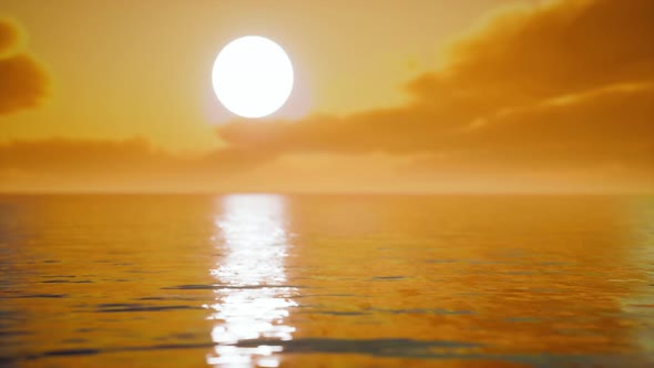 Twilight Sky in Colorful Bright Sunlight Reflects Off on the Water Surface alt