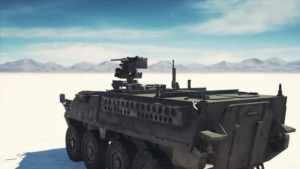 Military Tank in the White Desert