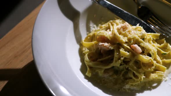 Carbonara Pasta Closeup