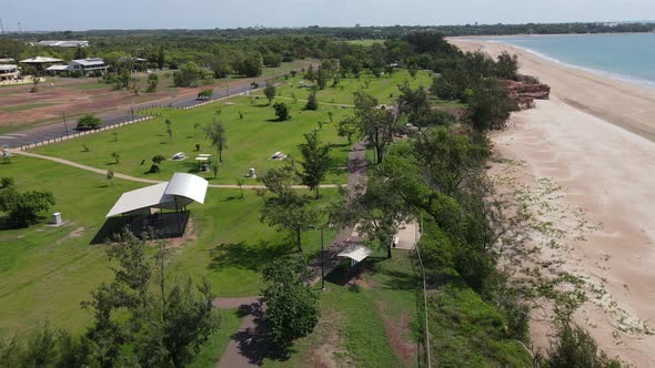 Low Drone footage of Casuarina Coastal Reserve in Darwin, Northern Territory