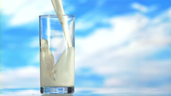 Milk is Poured Into the Glass in a Whirlpool