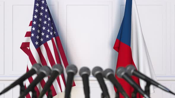 Flags of the USA and the Czech Republic at International Meeting